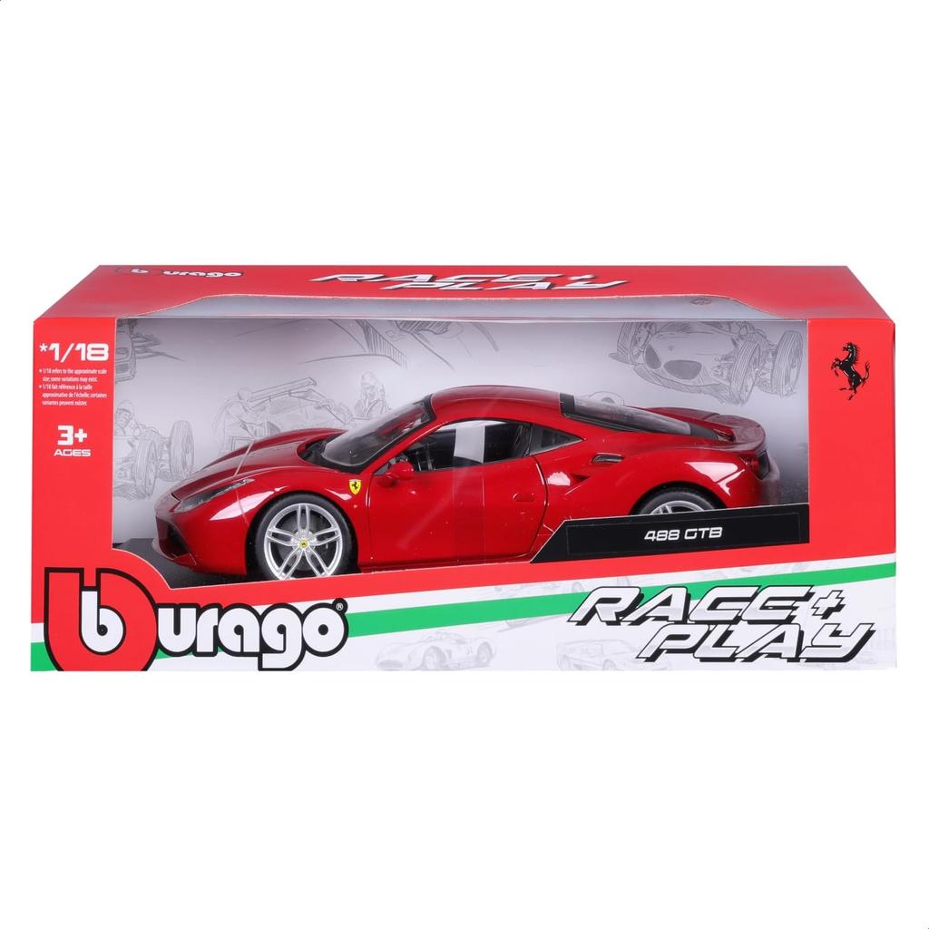 Bburago 1/18 Scale Ferrari 488 GTB Red / Diecast Model Car Finished Product 18-16008