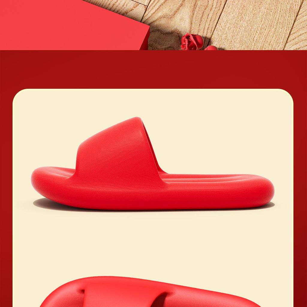 Festive Red Summer Wedding Slippers: Non-Slip Indoor Sandals for Couples