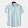 2025 Summer European & American Men's Waffle Short Sleeve Solid Color Casual Shirt