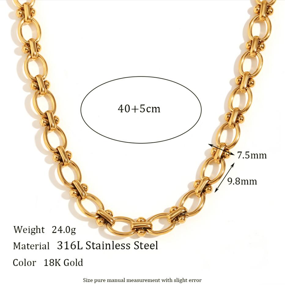 

MamacitaSlay 18K Gold Plated Stainless Steel Oval Geometric Necklace Party Creative Waterproof Jewelry Unisex Accessories Gift 40cm золотой