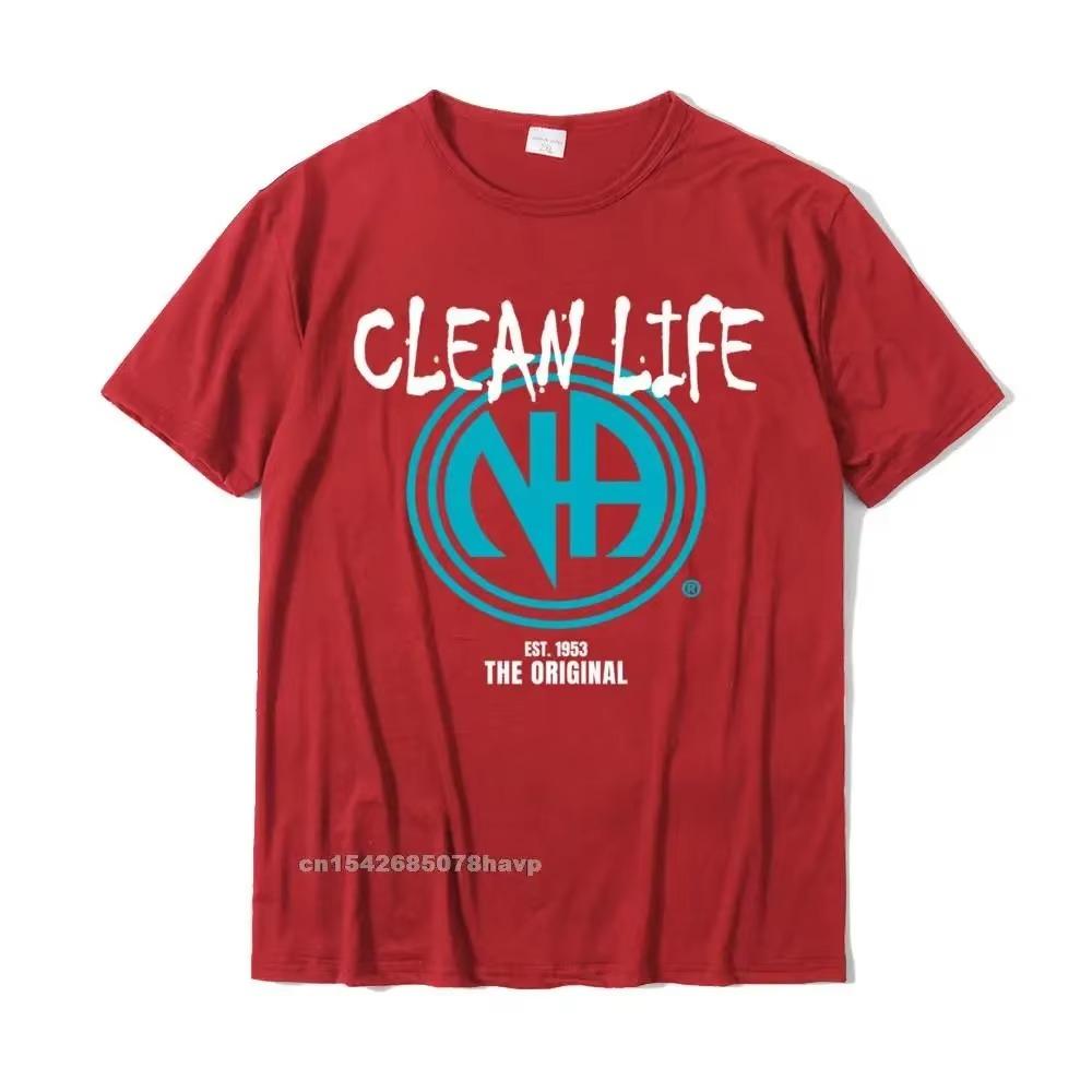 Clean Life Narcotics Anonymous NA Camisa Men Women Gift Top T-Shirts Custom Cotton Tops Tees Summer For Men