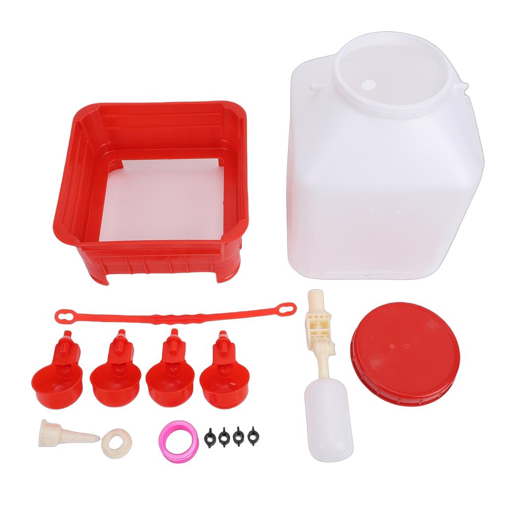 Automatic Poultry Waterer with 4 Bowls Plastic 10L Large Capacity Multifunctional Chicken Water Feeder for Home Farm