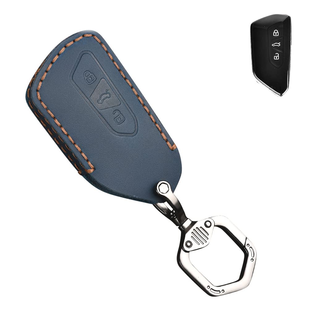 

Чехол для ключа для Volkswagen, Чехол для смарт-ключа, Крышка для ключа, Натуральная кожа, 3 кнопки MT, VW-MT-L-3J-24-6B синий