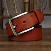 Pásek Pánský Jednoduchý Módní Všechno-Hodící Vybledlý Vintage Pravá Hovězí Kůže Povrch Pásku v Korejském Stylu