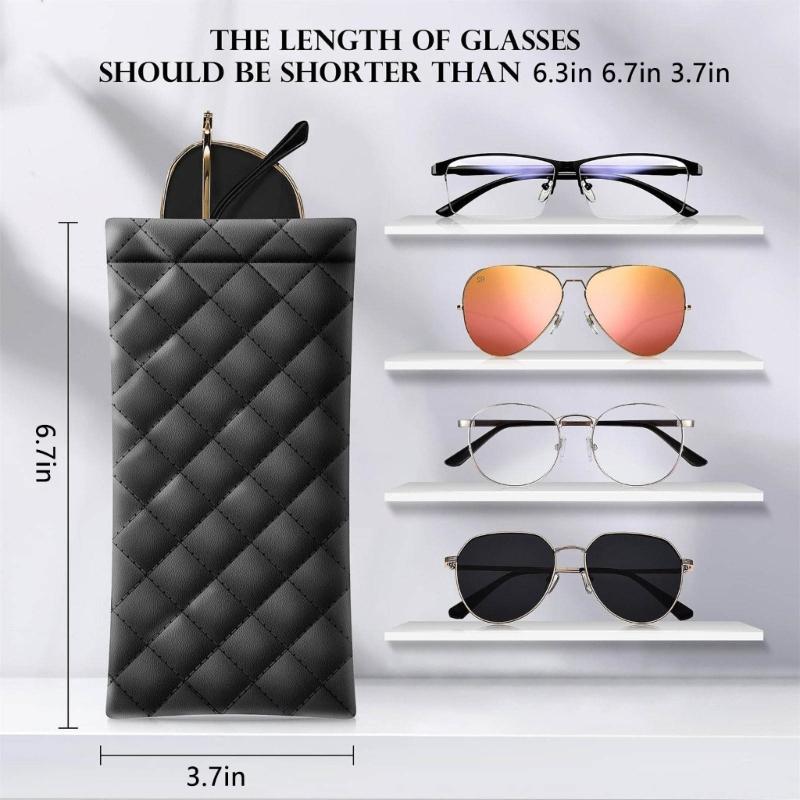 Spring Load Eyeglasses Case Portable Sunglasses Pouches Leather Eyeglasses Case for Travel and Daily Use
