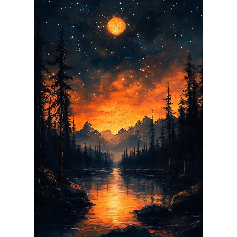 Retro Warm Forest Valley Sunset Natural Wilderness Landscape Art Poster Canvas Prints Mural Living Room Bedroom Home Decoration