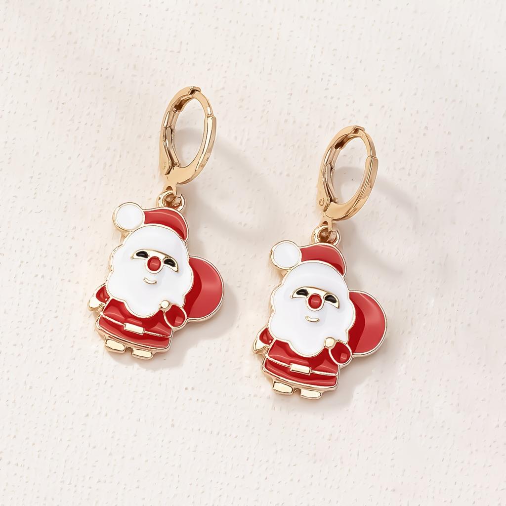 A New Christmas Cute Santa Earrings Animation Elegant Fashion