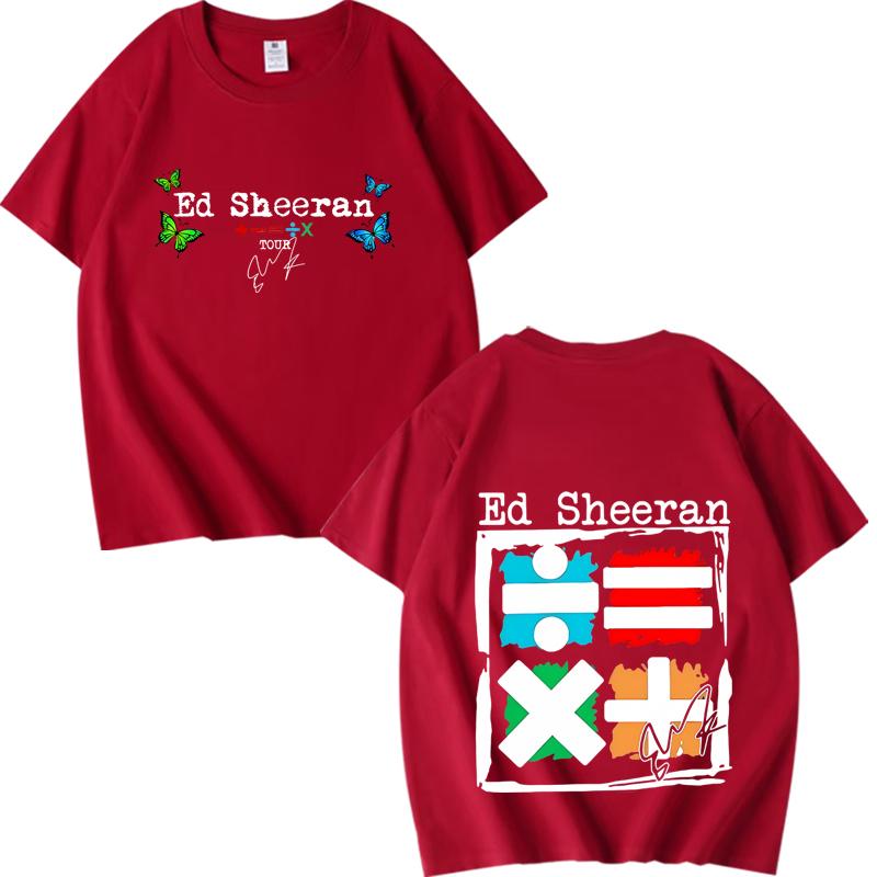Ed Sheeran Mathematics Tour T-Shirt neu Herren Damen lustig Oversize 100% Baumwolle Mode Kurzarm Sommer Druck Unisex Tops