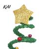 Adjustable Christmas Hair Decor Spiral Tree Headband with Bells Star Pom Pom, Family Gathering Festive Headwear Hoop, Glitter Holiday Costume for Xmas