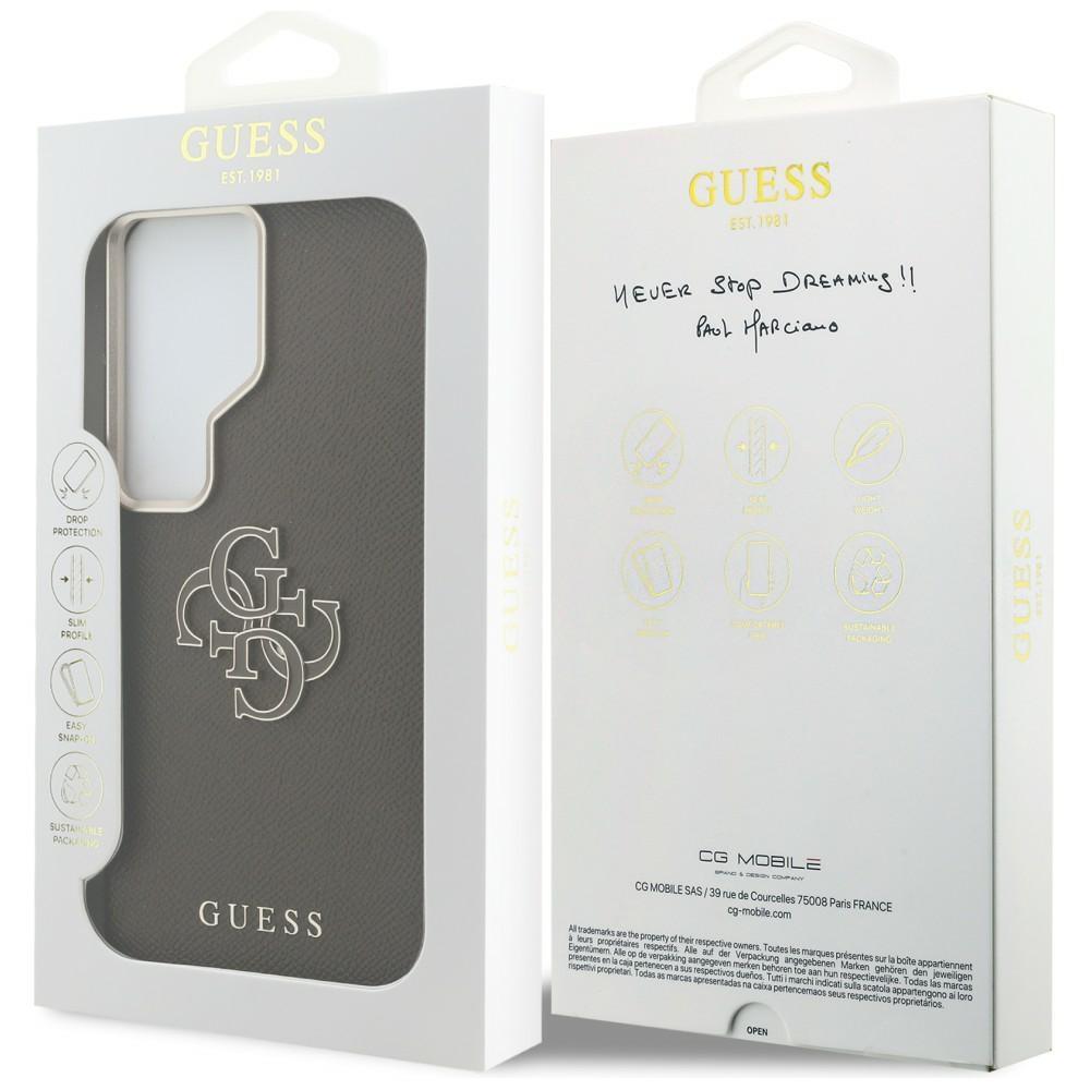 Funda Guess Grained con Logo Metálico 4G Grande para Samsung Galaxy S26 Ultra Marrón