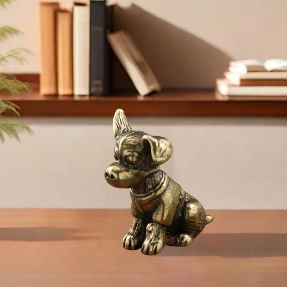 

Mini Animal Puppy Model Vintage Tea Pet Statue Sculpture New Brass Dog Figurine Gift