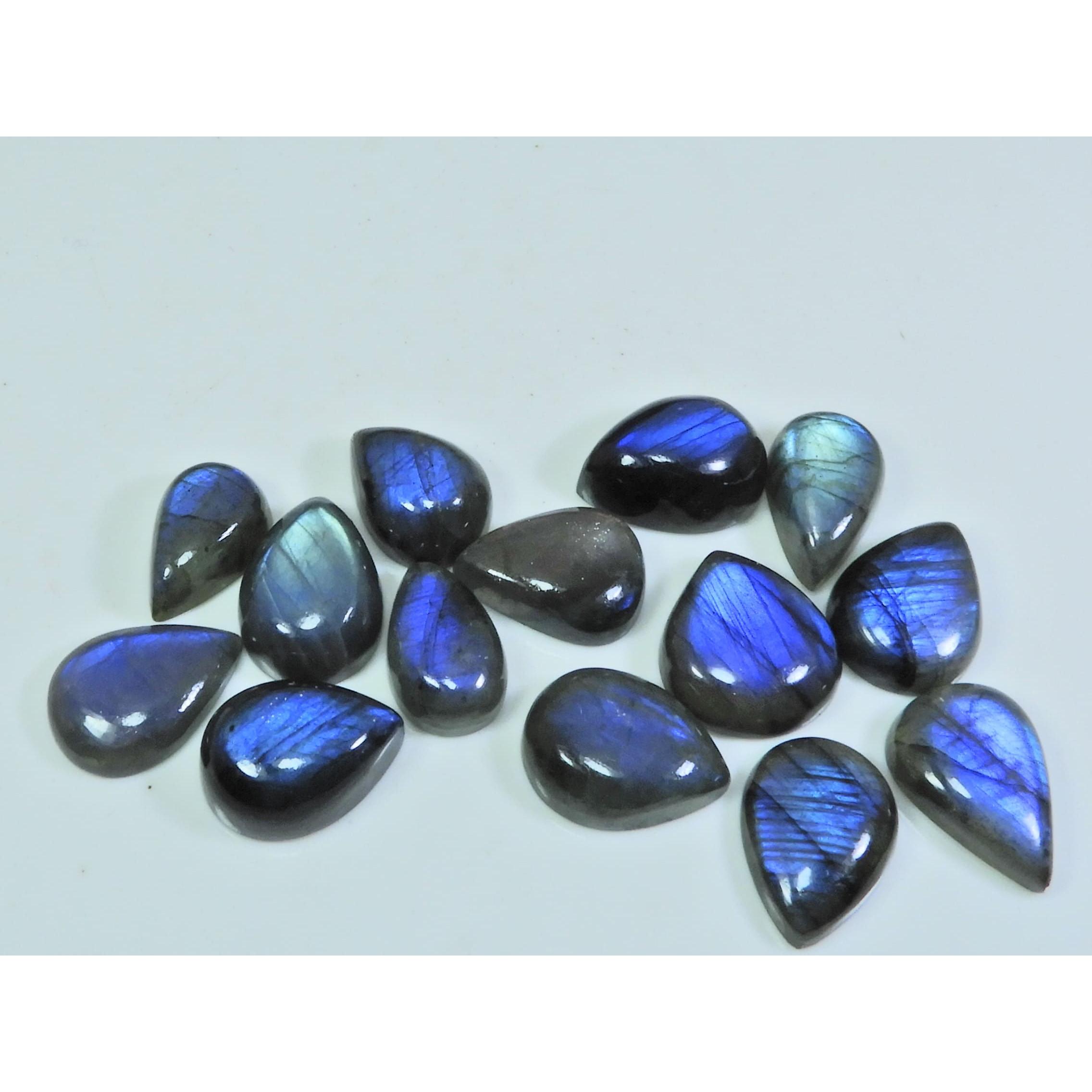 

10X15-13X18MM Natural Blue Labradorite Pear Cabochon Gemstone 14Pcs Lot SY-328