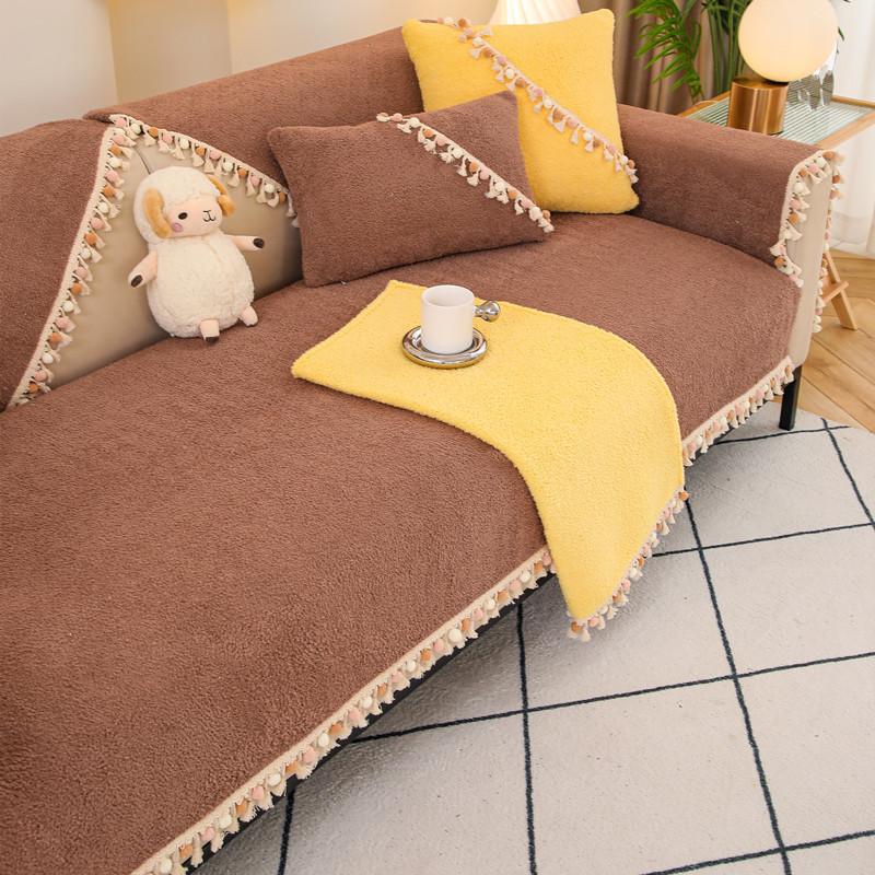 Winter New Three-dimensional Jacquard Comfortable Cotton Wool Sofa Cushion Modern Simple Non-slip Sofa Cushion Towel