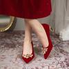 Fashion Red Heel Platform Pumps Spring Autumn Women Shoes 2025 Woman Wedding Shoes Buckle Strap High Heels Ladies Elegant Office Shoes