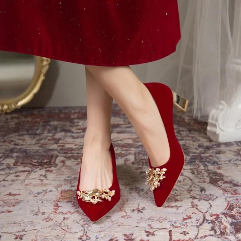 Fashion Red Heel Platform Pumps Spring Autumn Women Shoes 2025 Woman Wedding Shoes Buckle Strap High Heels Ladies Elegant Office Shoes