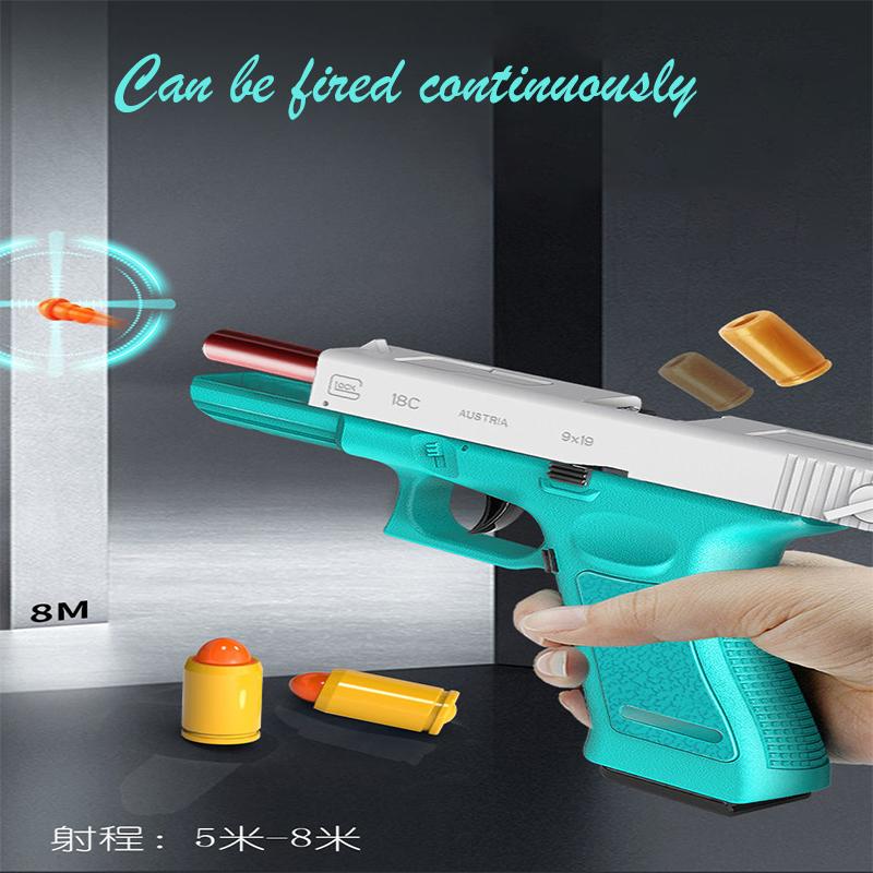 G18 Shell Throwing  Automatic Burst Toy Gun Can Launch Soft Bullet Alloy Outdoor Toy Shooting Weapon CS Boy Toy