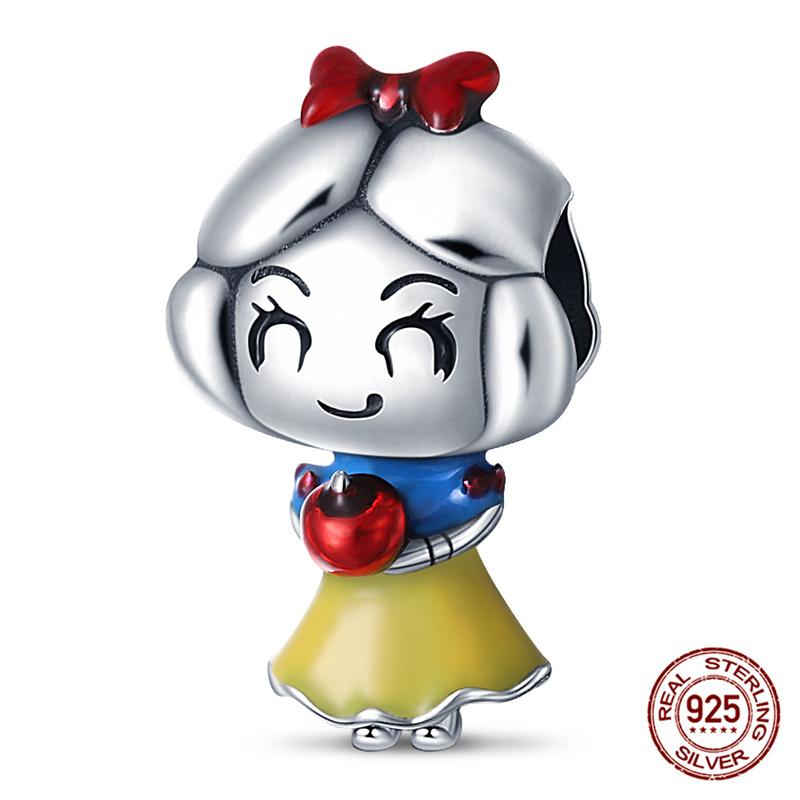 Marvel Disney Snow White Tree Elf Mickey 925 Silver Charms for DIY Jewelry Making Women Gift Bracelet