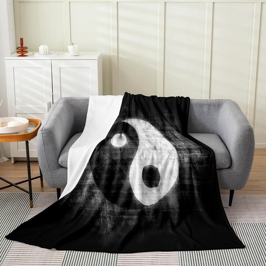 Yinyang Dragon Printed Blanket Soft Plush Flannel Blanket Suitable For Sofa Office Blanket