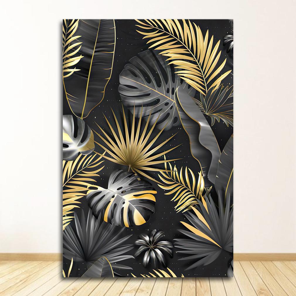 Nordic Canvas Painting Wall Art Tropical Leaves Posters and Prints for Living Room Decor Gold Plant Picture Home Decor Wholesale