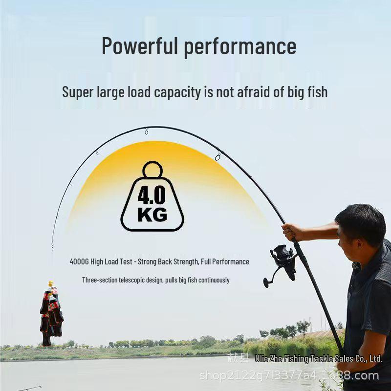 Telescopic Ultra-Hard Carp Fishing Rod Set with Large Guides for Shore and Reservoir Casting