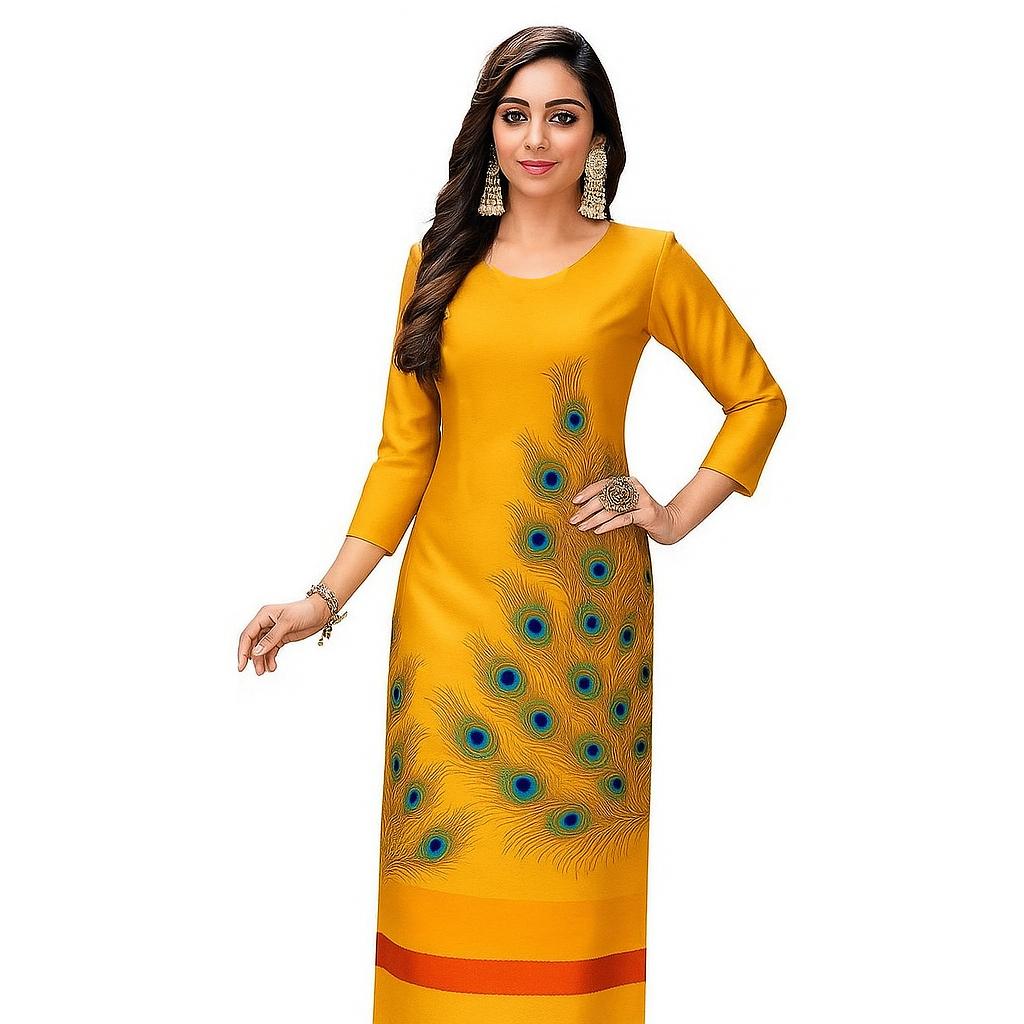 Muslim skirt, peacock print, round neck kurta, Morandi color, long skirt, suitable for holiday date, Eid festival, festival essential