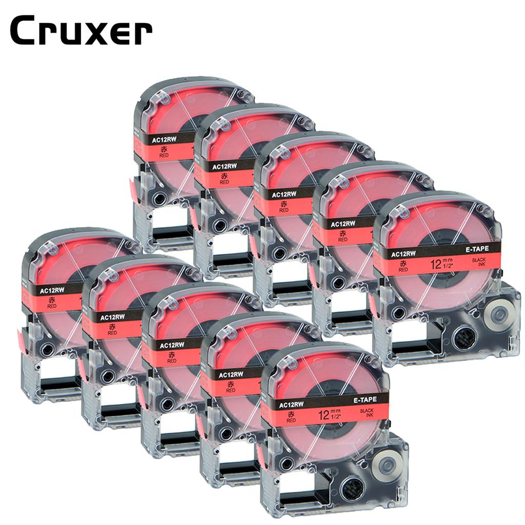 3/5/10PK 12mm Standard Label Tapes Compatible for EPSON LW-400 LK-4WBN SS12KW SS18KW Label Ribbon for KingJim SR230C Label Maker