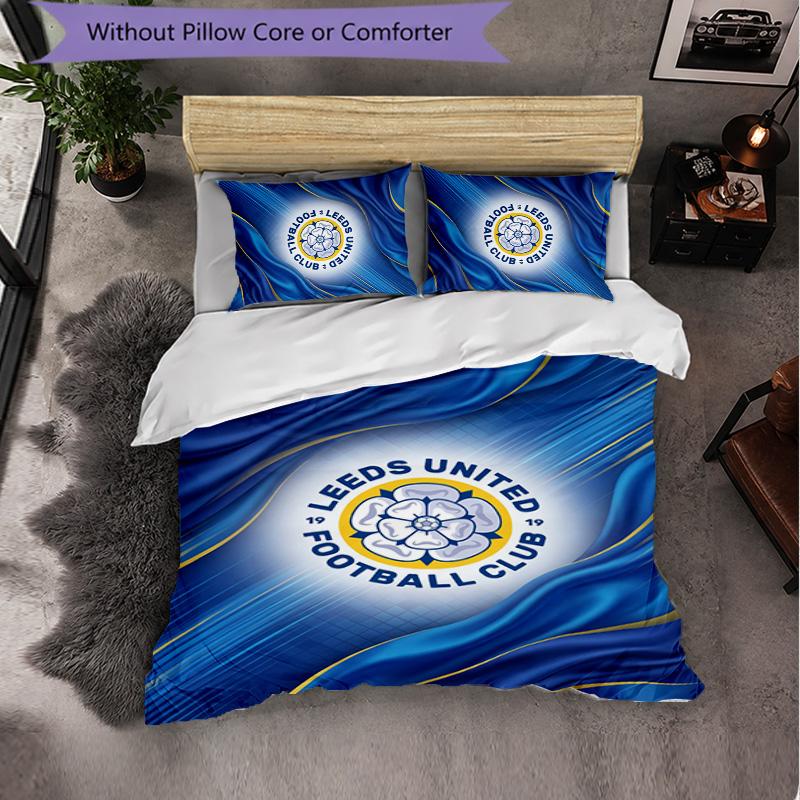 Biancheria da letto a tema Leeds United Set 3 Pezzi Copripiumino Biancheria da letto Decorativa Per Camera Adolescenti Decorazione Casa