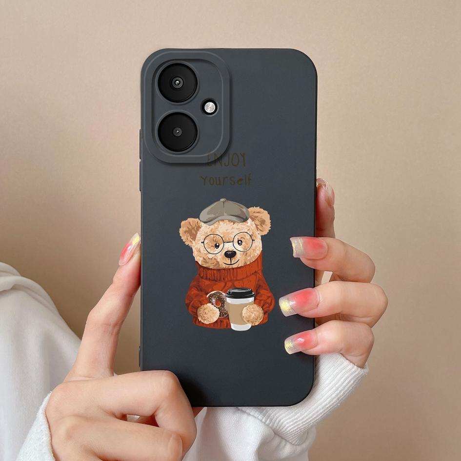 Flytende silikon for Xiaomi Poco X6 F5 Pro F6 M6 Pro 5G X 6 M 6 F 5 Deksel Panda tegneseriemønster Høykvalitets støtsikker telefonvesker Bumperhus