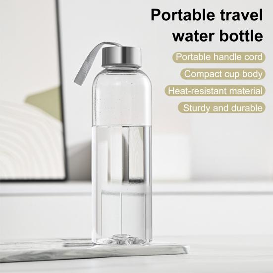Plastic Water Bottle Leak Proof Portable Transparent Water Cup with Sealing Lid And Strap Water Container for Hot Cold Drinks Outdoor Office Travel