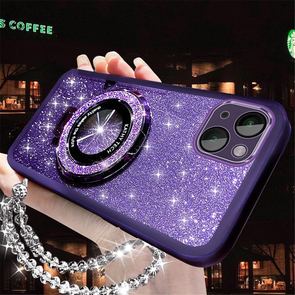 Glitter Crystal Bracelet Phone Holder Case For Samsung S25 S24 S23 S22 Ultra S21 Plus S20 FE Note 20 Soft Silicone Bracket Cover