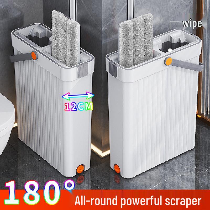 33cm Flat Microfiber Mop & Bucket Set for Hands-Free Household Cleaning