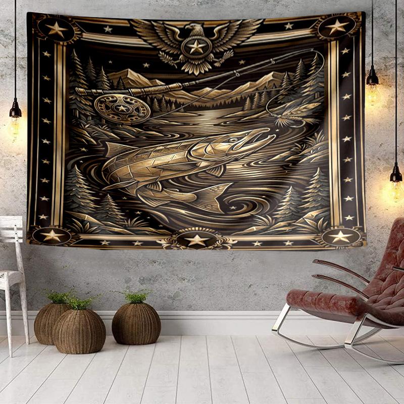 Salmon Amidst Nature Tapestry, Unique Design Tapestry, Wall Decor for Bedroom,Livingroom, Playroom,Heartwarming Fan Holiday Gifts