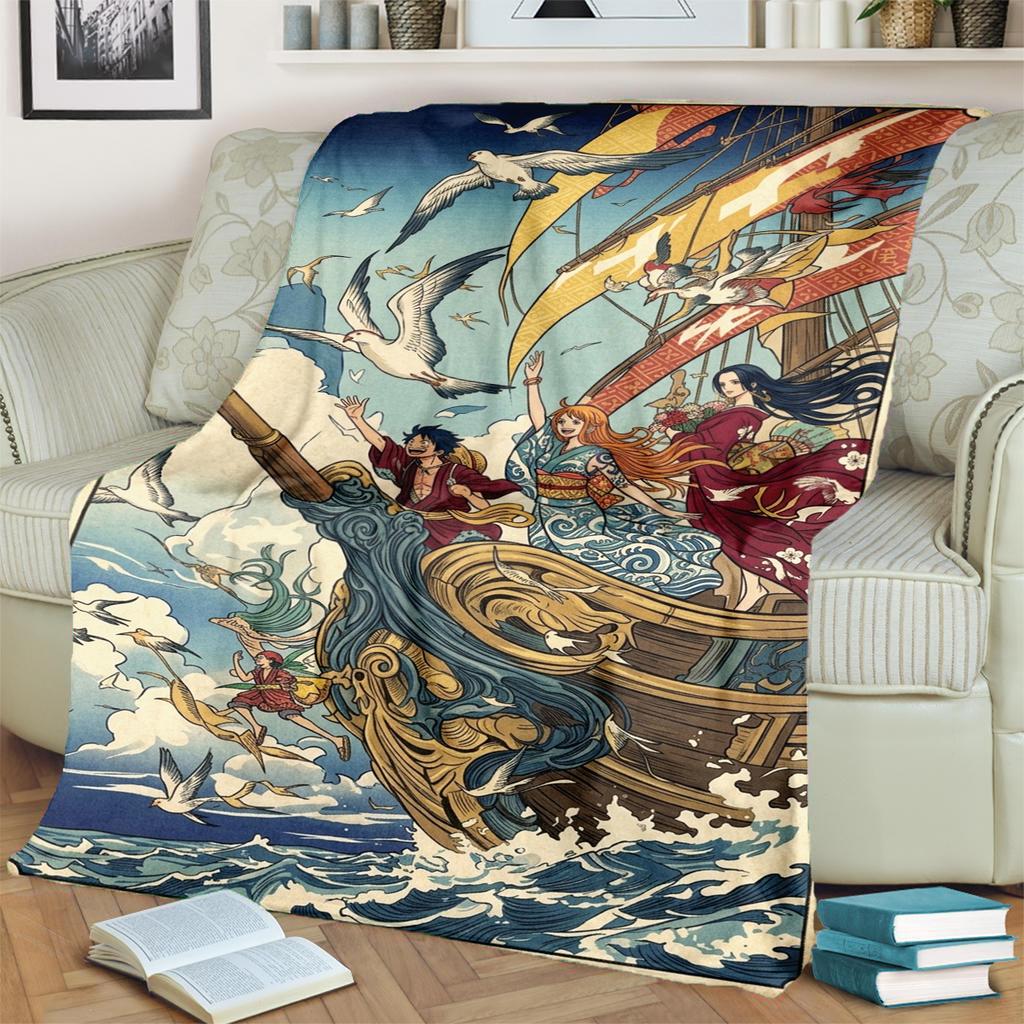 "ONE PIECE" Comfortable Print Blanket Flannel Warm for Home Bedrooms and Sofas
