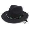 New jazz hat hat ethnic Tibetan style western cowboy hat windbreak rope top hat autumn and winter men's and women's felt hats