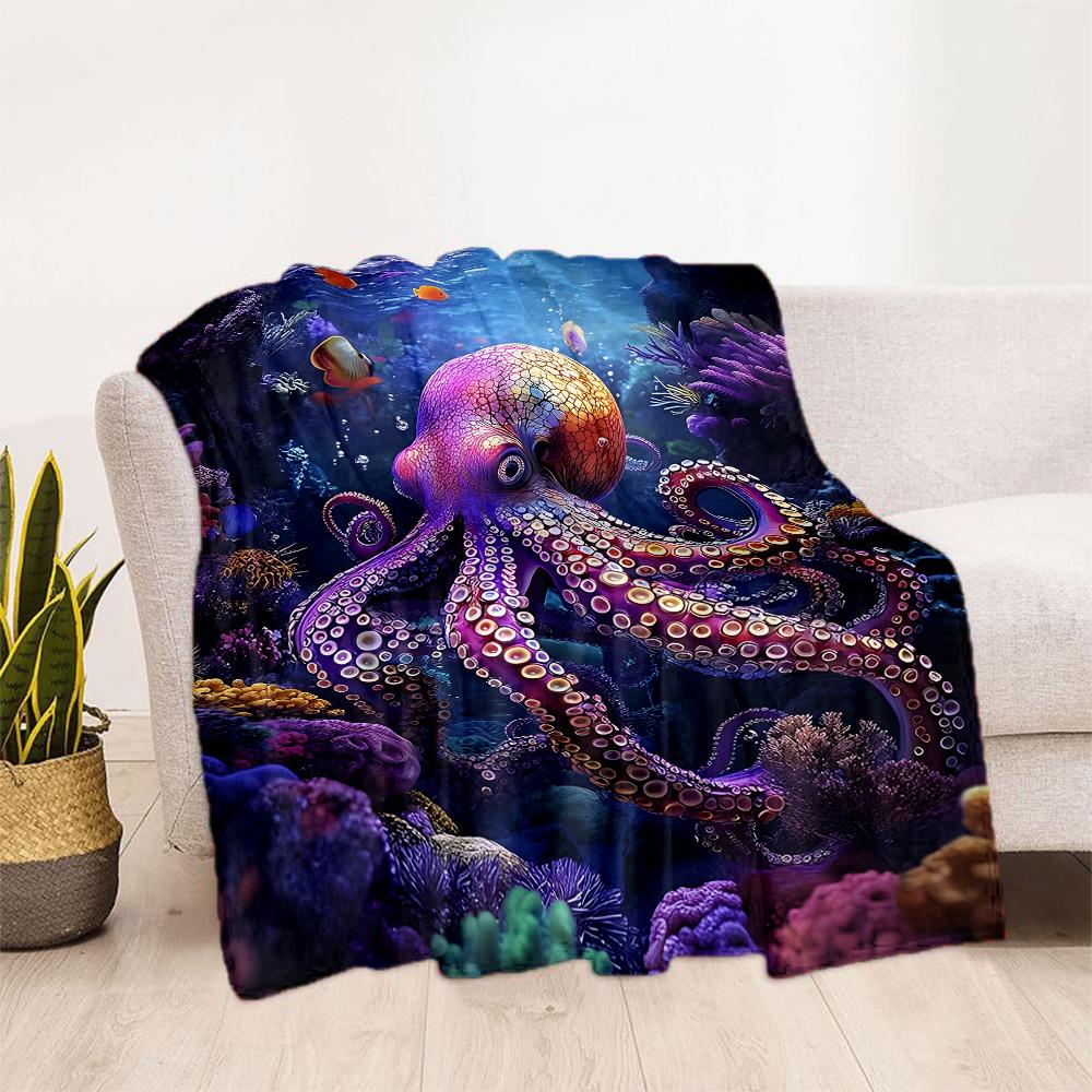 Ocean Animal Flannel Blanket - Soft and Comfortable, Suitable for Sofas, Beds, Offices, Travel, All Seasons, and A Great Gift for The Holidays.
