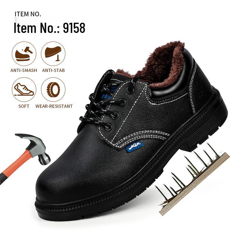 Men s Steel Toe Work Safety Shoes - Anti-smash, Anti-puncture, Wear-resistant for Construction Sites 9158-Winter Plus Velvet Style;37