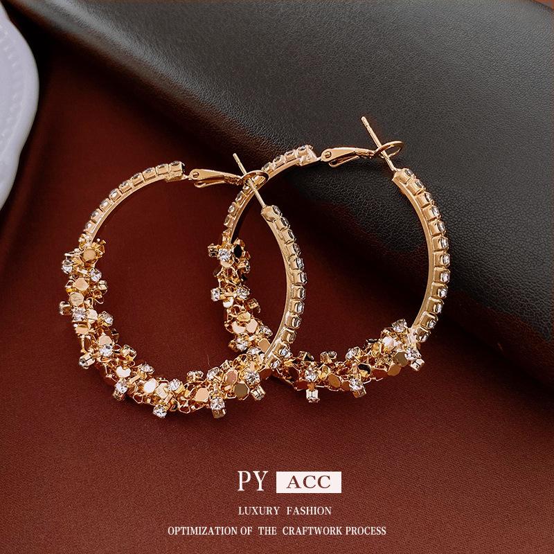 European and American Diamond-set Oval Earrings Retro Earrings Niche Light Luxury High-end Earrings Women