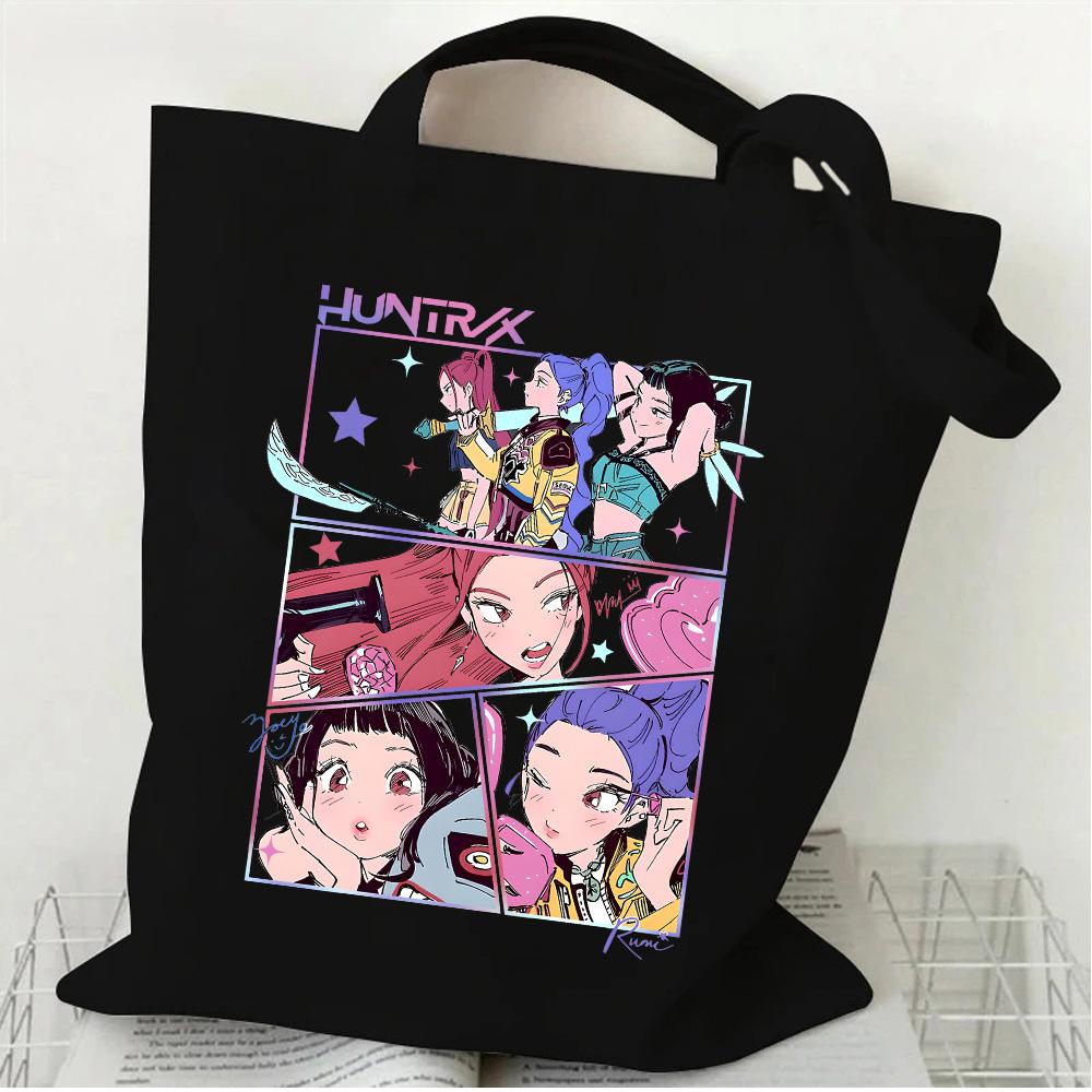 Kpop Witch Hunter Group Printed Canvas Bag Women's Handheld One-shoulder Fashion Student Canvas Bag Daily Shopping Bag