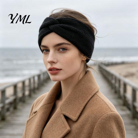 Wide Headband for Winter Sports Women Headband, Twist Knot Knitted Thick Warm Ear Knit Travel Warmers, Cozy Head Wrap Cold Weather Autumn Accessories