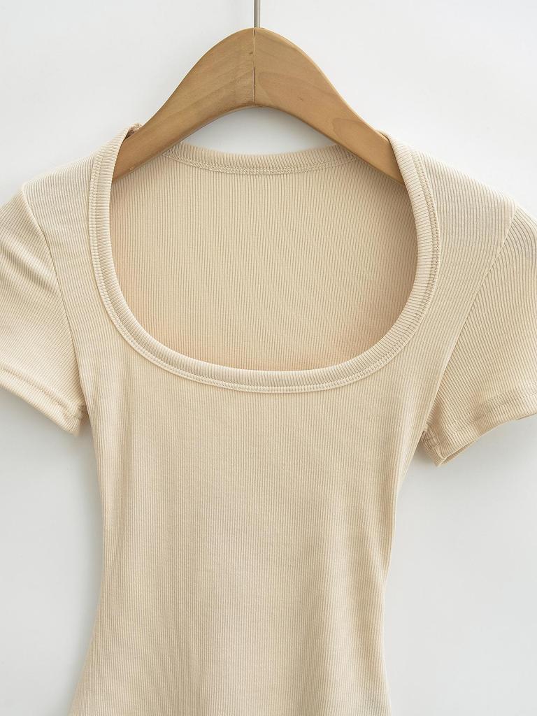 2024 Retro Slimming Women's Horseshoe Collar Tee