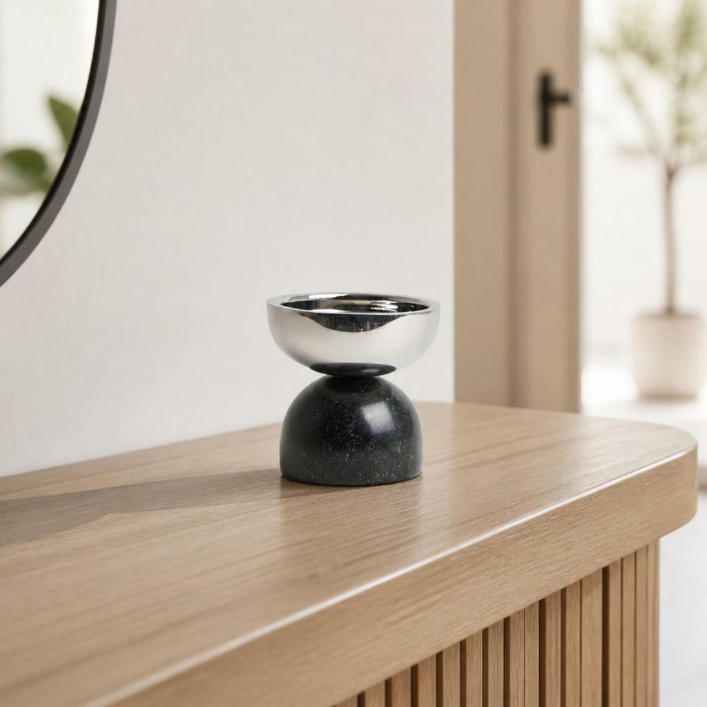 Modern Decorative Candle Holder Compact with Marble Base Sturdy