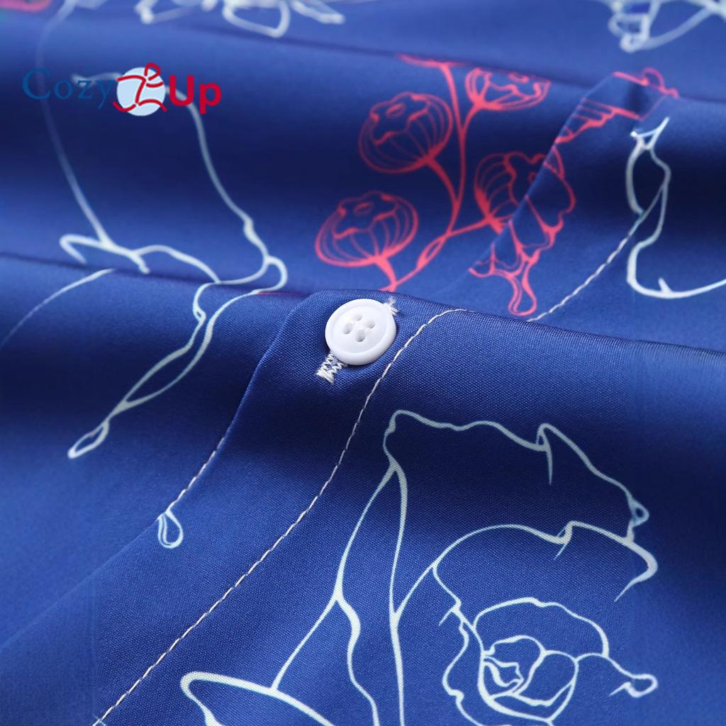 Cămașă cu mânecă scurtă pentru bărbați cu albastru marin, cămașă albă cu trandafiri pentru bărbați modă casual, vacanță de vară în Hawaii 2025 Nou