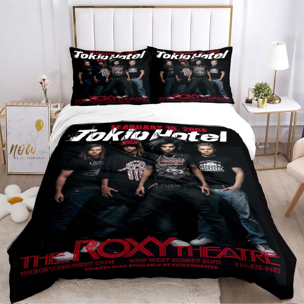 Tokio Hotel 3D Tisk Rocková Kapela Celoroční Povlak na Přikrývku Ložní soupravy Měkký Potah na Přikrývku a Povlaky na Polštáře Jednolůžko_Dvoulůžko_Queen_King