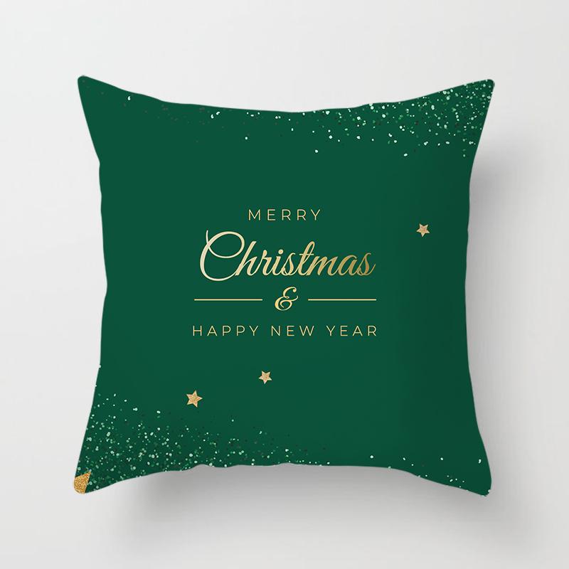 Merry Christmas Printed Green Pillowcase  Style Cushion Cover Home Sofa Decor Throw