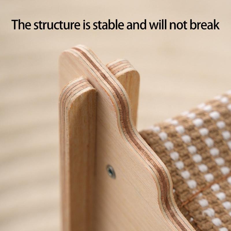 Stable Cats Bed 2 Tiered Design Sisal Scratching Post Wood Base Scratch Resistant Pet Resting House Furniture Protector