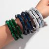 3pcs Vintage Bamboo Curved Tube Bracelets for Women Men Punk Colorful Resin Beaded Elastic Stackable Bangles Couple Jewelry Gift