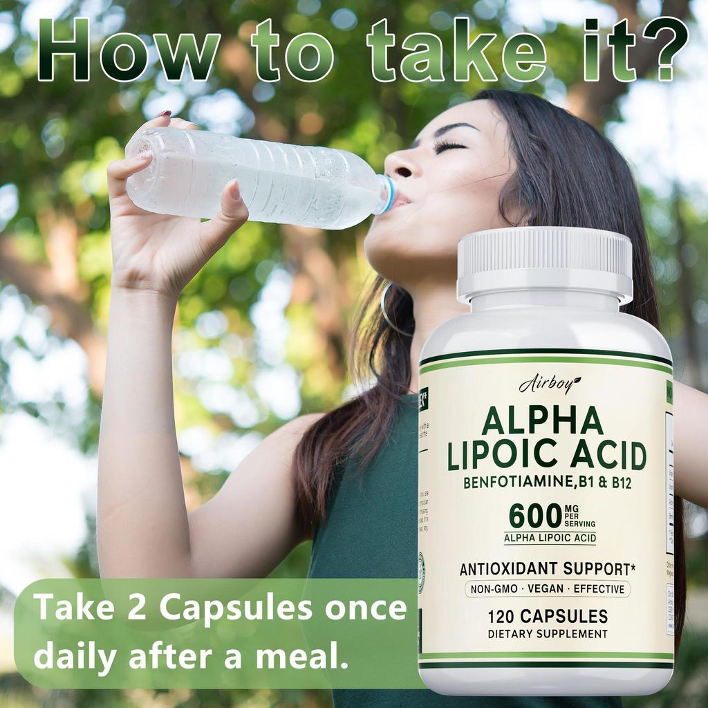 Each serving contains 600 mg of alpha-lipoic acid, a powerful antioxidant that helps improve neuropathy and cardiovascular health.