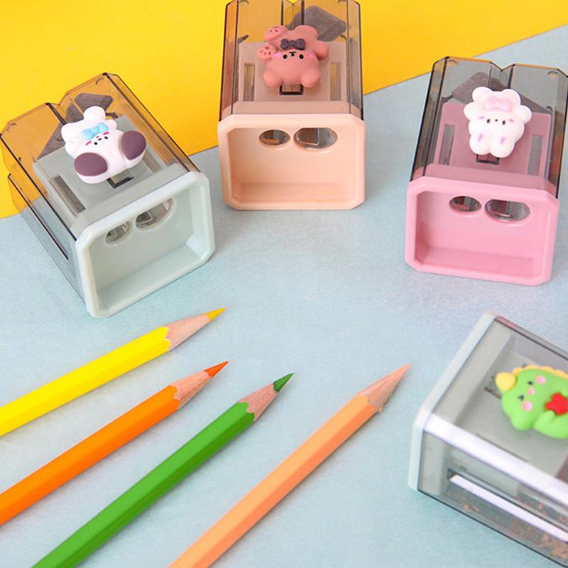 Pencil Sharpener Small Cute Cartoon Two Hole Sharpener Pencil Kawaii Stationery