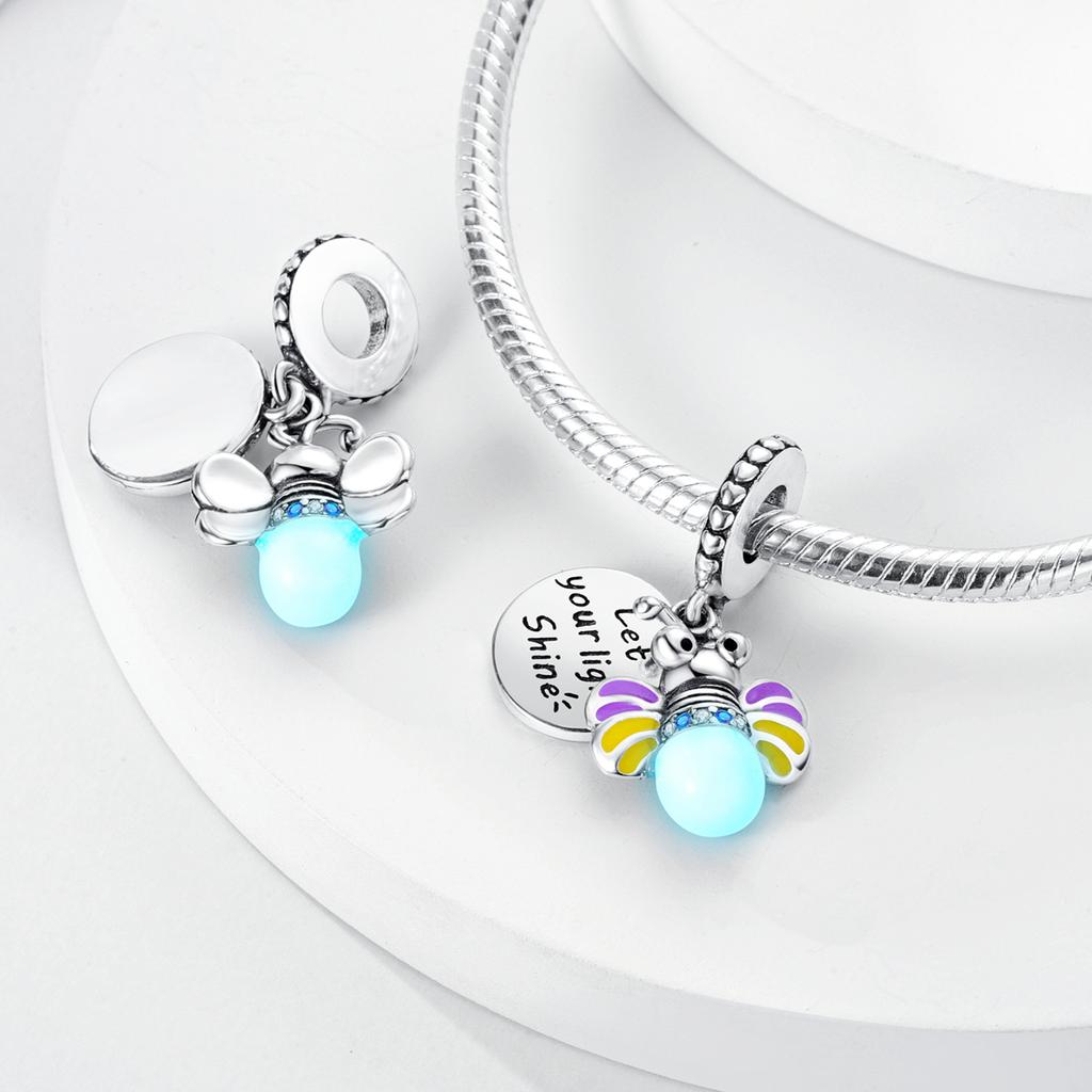 Fit Original Bracelet Copper Glowing Firefly Charms Pendants For Women Jewelry Making Gift