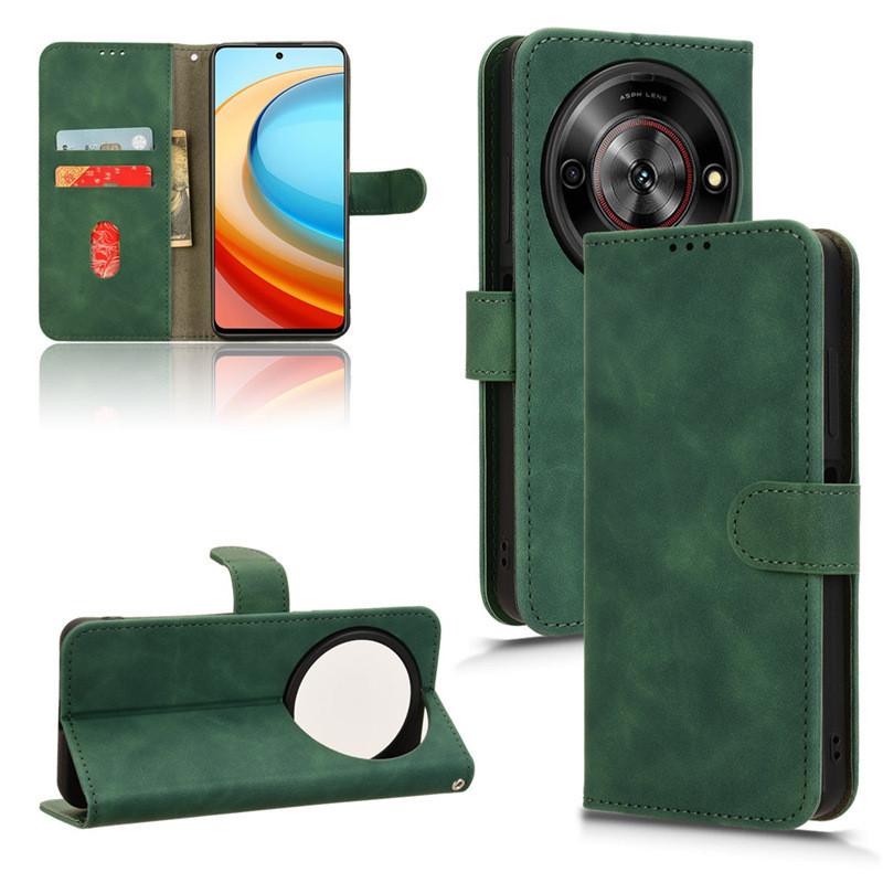 Color Leather Solid Flip Mobile Phone Case With Card Slots For Zte Blade A75 5g